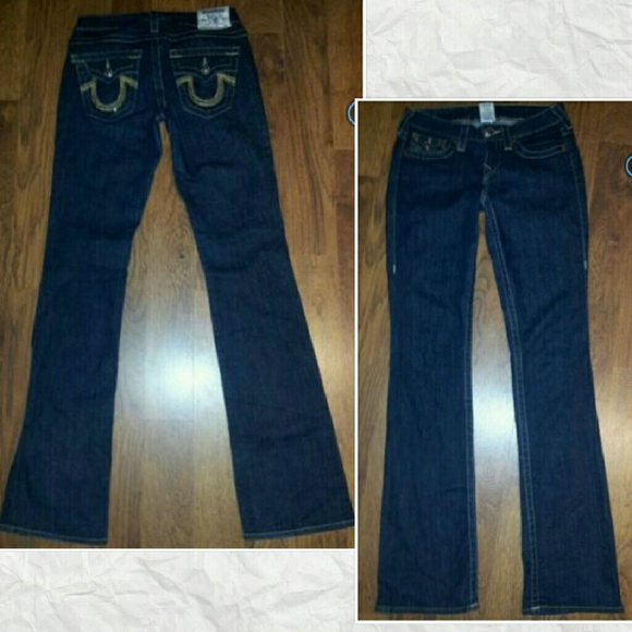 Gold Ball & Chain Horseshoe Embellished Dark wash - Picture 2 of 3